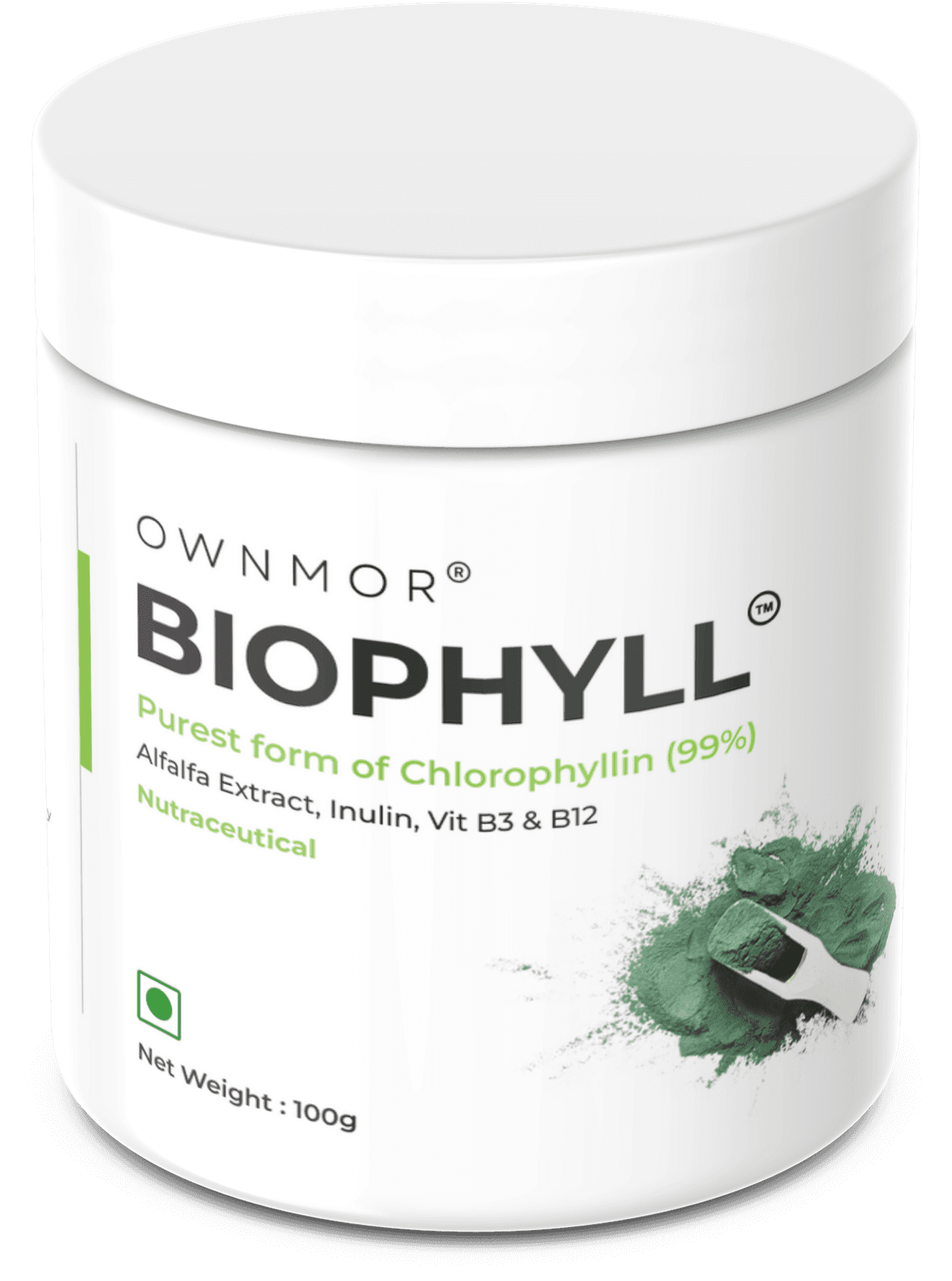 Biophyll Chlorophyllin 95-100% pure green pigment bottle - Cellular Detox Supplement